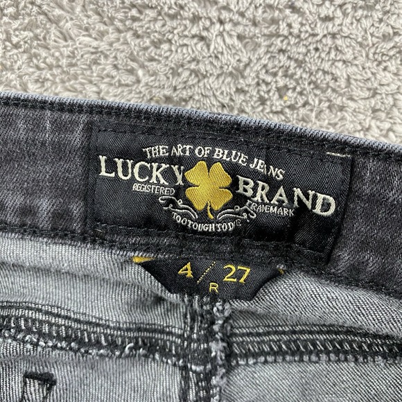 Lucky Brand Jeans Womens 4/27 Regular Black Lolita Skinny Distressed Denim - Picture 9 of 16